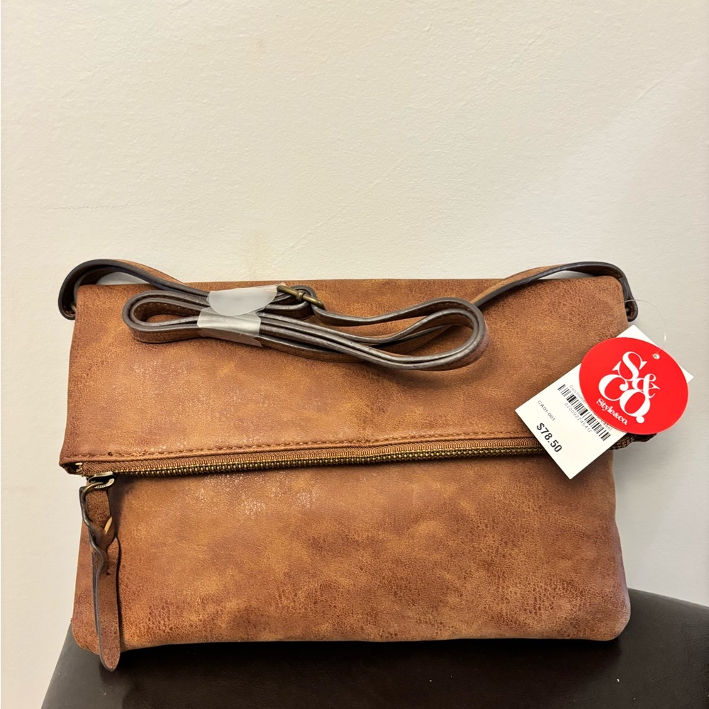 NWT Brown Suede Crossbody Bag